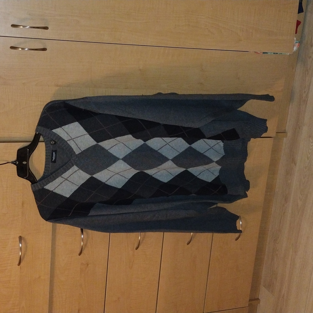 Big & Tall, Van Heusen, v-neck sweater, 3XLT, grays and black, 100% cotton